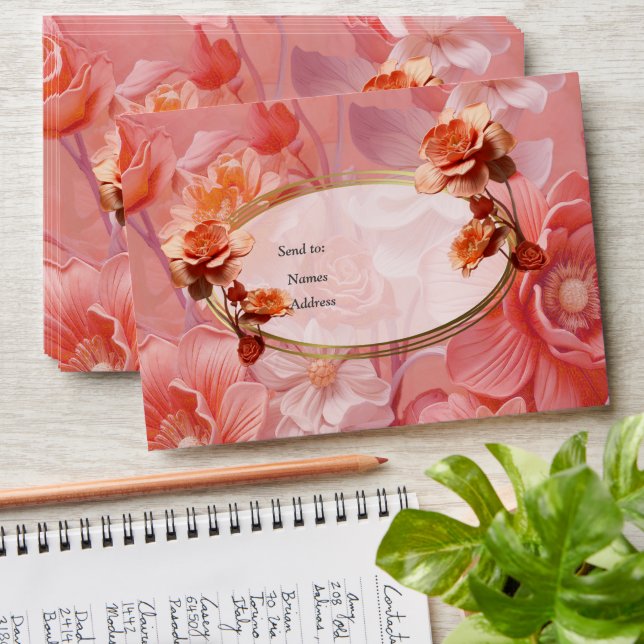 A soft, pinkish hue called Peach Fuzz Flowers Envelope (Stacked)