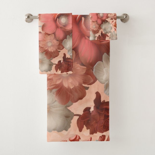 A soft, pinkish-orange hue called Peach Fuzz Bath Towel Set (Insitu)