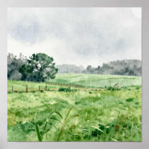 A Soft Summer Rain Washing Over the Verdant Rollin Poster