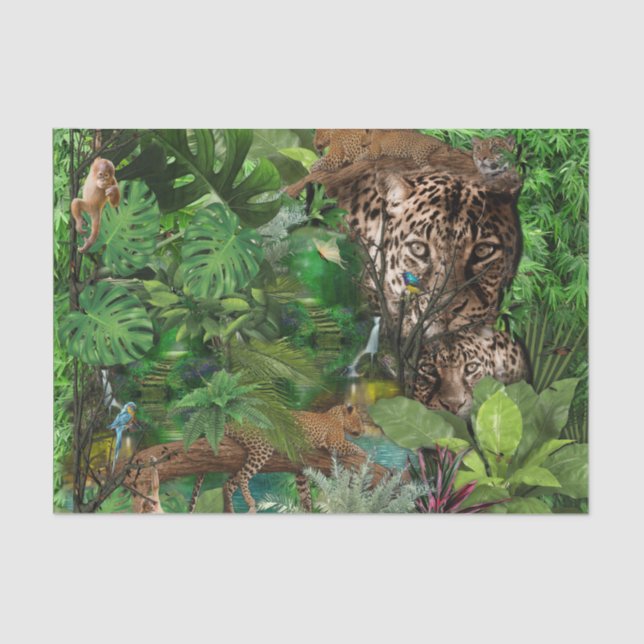 A soft tan colour repeat pattern of many leopards  tissue paper (Front)