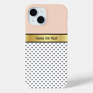 A Soft Tone Vanilla Cream & White Black Polka Dots iPhone 15 Case