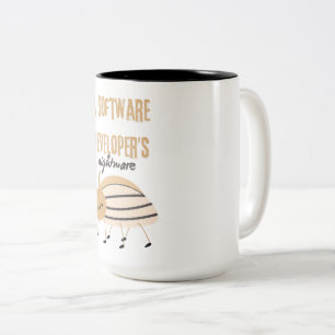 A software developer nightmare cute bug Two-Tone coffee mug