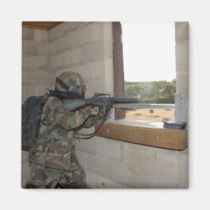 A soldier acts as an opposition force magnet