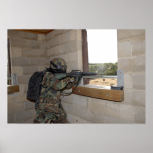 A soldier acts as an opposition force poster