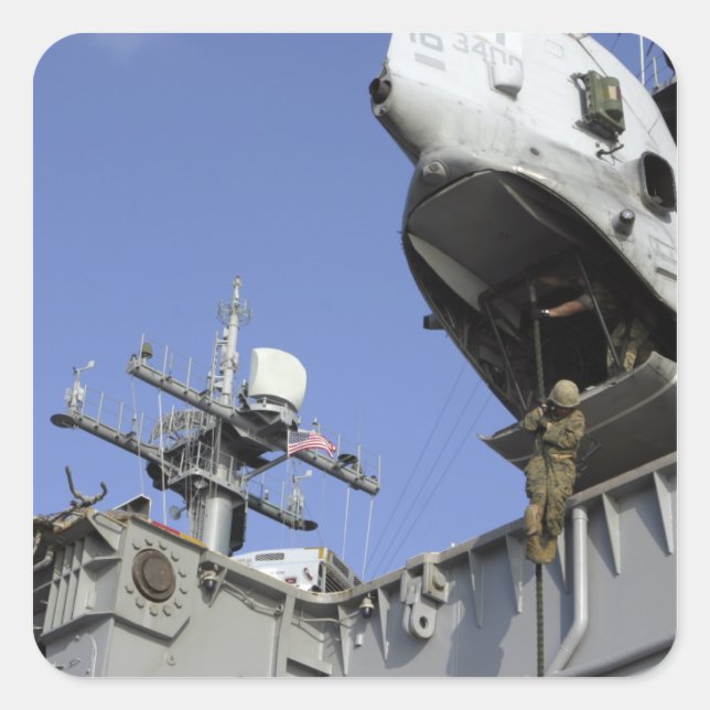 A soldier fast-ropes square sticker (Front)