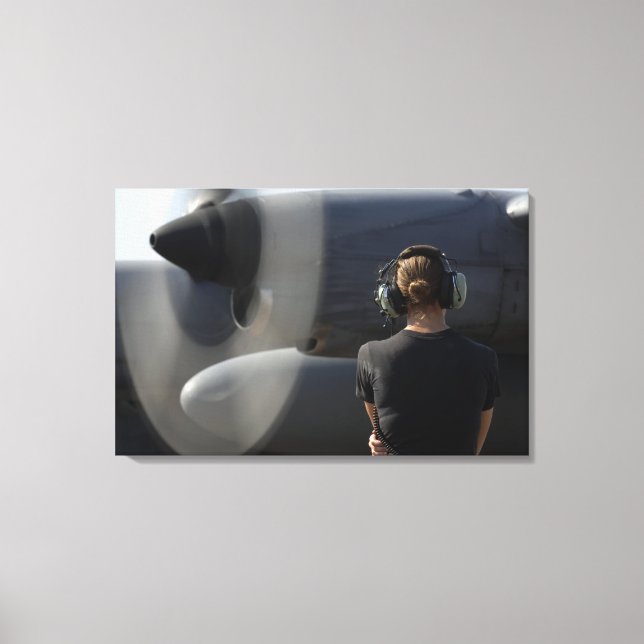 A soldier monitors the performance canvas print (Front)