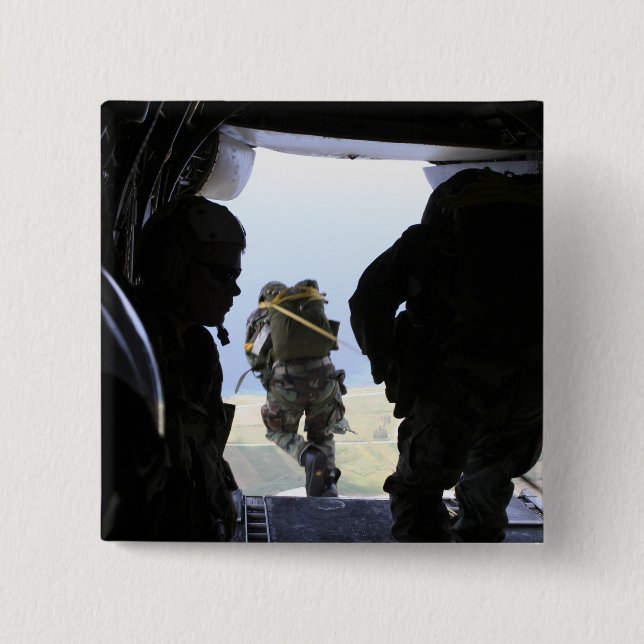 A Soldier performs a static-line jump 15 Cm Square Badge (Front)
