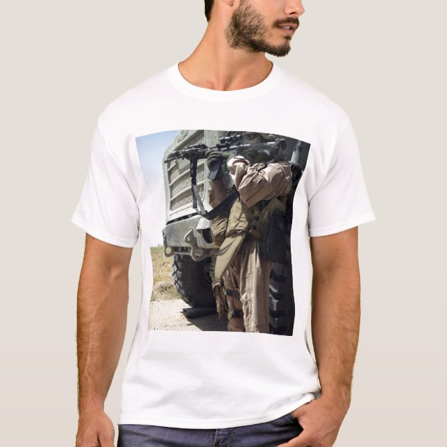 A soldier provides security for Marines T-Shirt (Front)