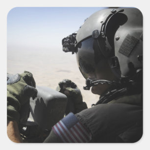 A soldier provides security square sticker