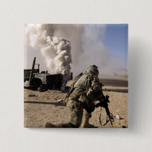 A Soldier reacts to a controlled explos 15 Cm Square Badge