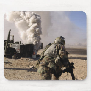 A Soldier reacts to a controlled explos Mouse Mat