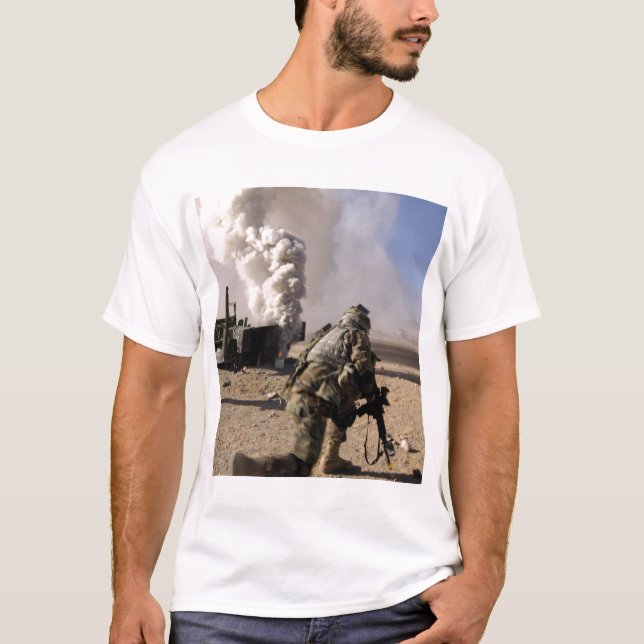 A Soldier reacts to a controlled explos T-Shirt (Front)