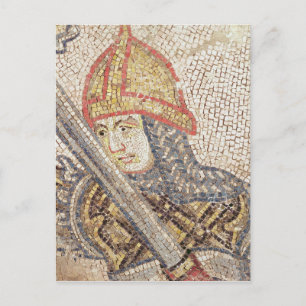 A soldier with a sword postcard