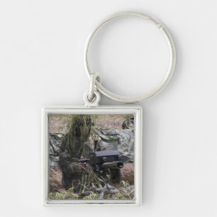 A soldier with MK-19 grenade launcher Key Ring