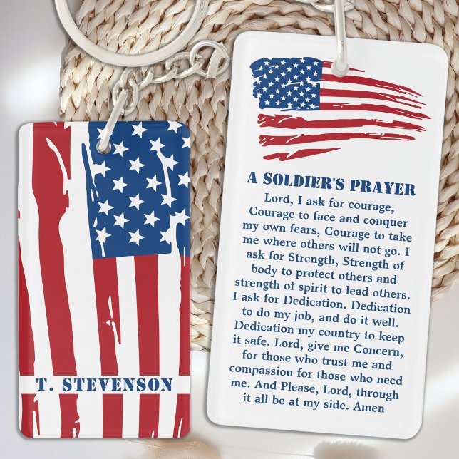 A Soldiers Prayer Military Patriotic American Flag Key Ring (Creator Uploaded)