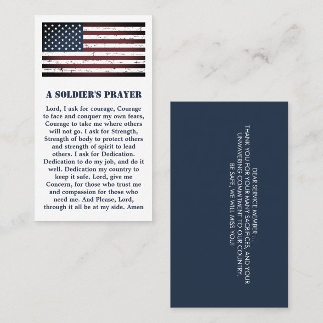 A Soldier's Prayer Military USA American Flag Busi Business Card (Front/Back)