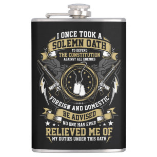 A Solemn Oath to Defend Quote Hip Flask