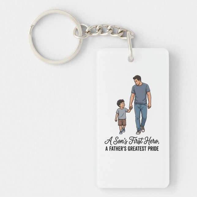 A Son’s First Hero Father Sweatshirt Key Ring (Front)