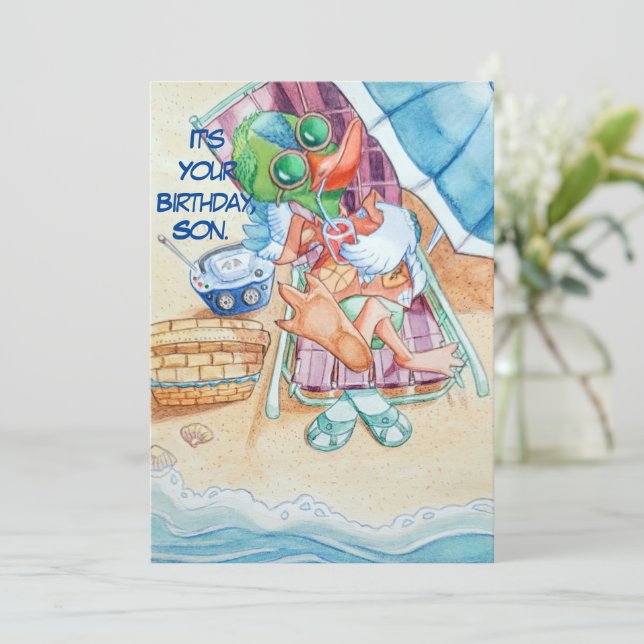 A Son's Birthday Greeting Card.Flat Thank You Card (Standing Front)