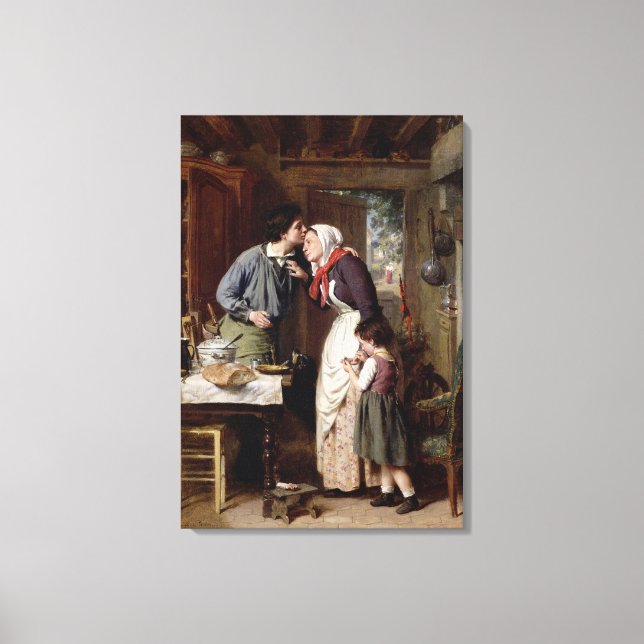 A Son's Devotion, 1868 (oil on canvas) Canvas Print (Front)