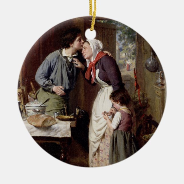 A Son's Devotion, 1868 (oil on canvas) Ceramic Tree Decoration (Front)