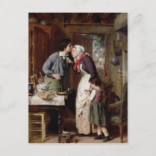 A Son's Devotion, 1868 (oil on canvas) Postcard