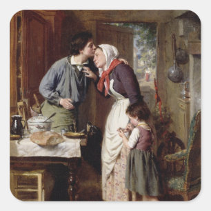 A Son's Devotion, 1868 (oil on canvas) Square Sticker