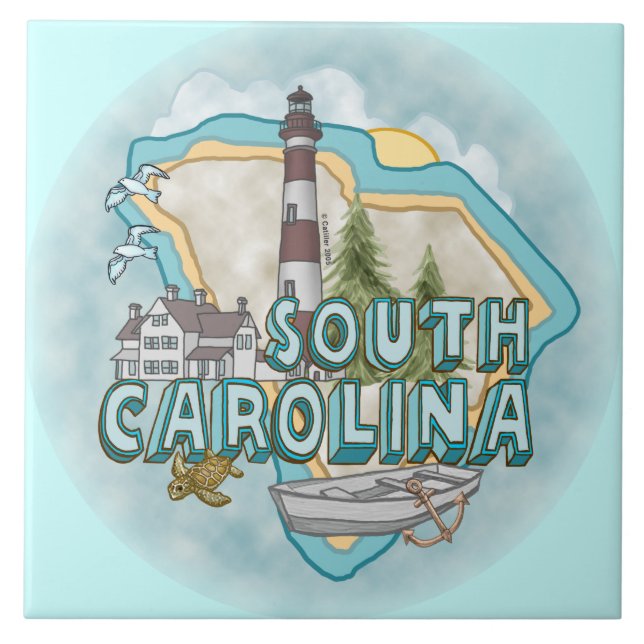 A South Carolina Lighthouse Ceramic Tile (Front)