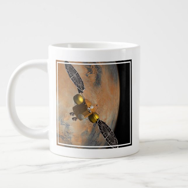 A Spacecraft Orbiting Mars. Large Coffee Mug (Left)