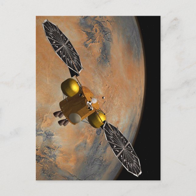 A Spacecraft Orbiting Mars. Postcard (Front)