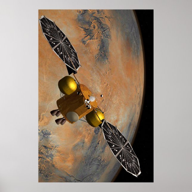 A Spacecraft Orbiting Mars. Poster (Front)