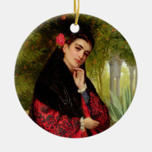 A Spanish Beauty, 1872 (oil on canvas) Ceramic Tree Decoration