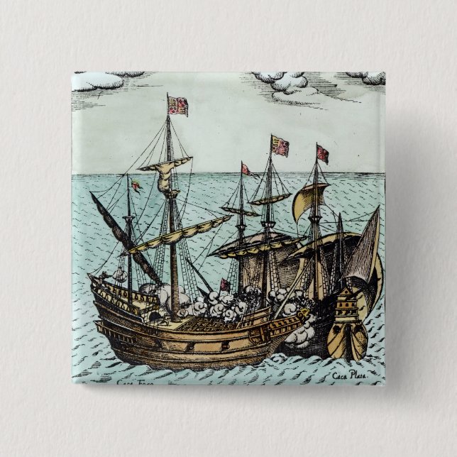 A Spanish Treasure Ship 15 Cm Square Badge (Front)