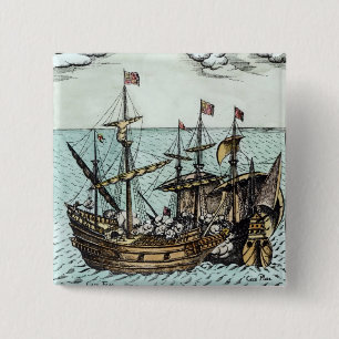 A Spanish Treasure Ship 15 Cm Square Badge