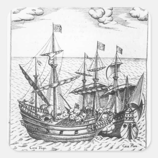 A Spanish Treasure Ship Square Sticker (Front)