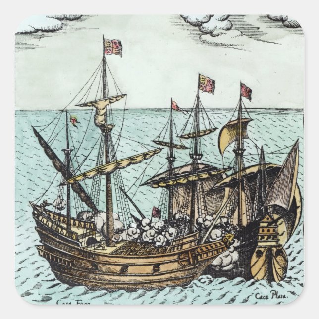A Spanish Treasure Ship Square Sticker (Front)