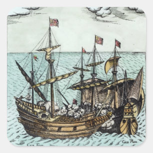 A Spanish Treasure Ship Square Sticker