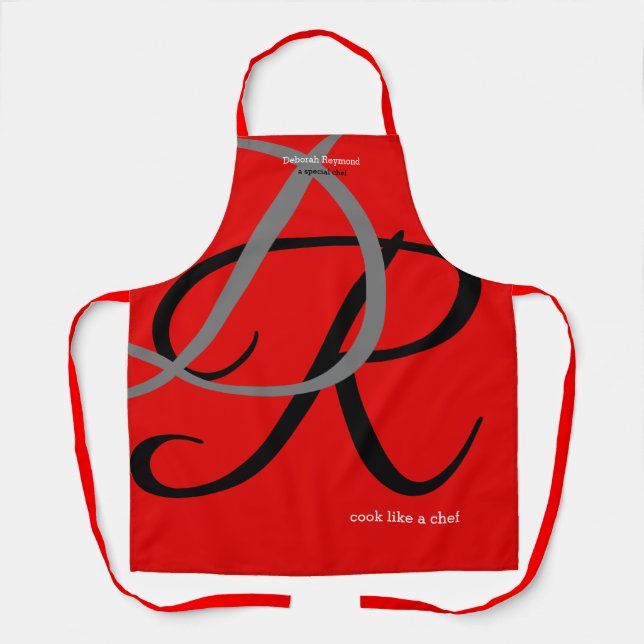 a special chef monogram red apron (Front)