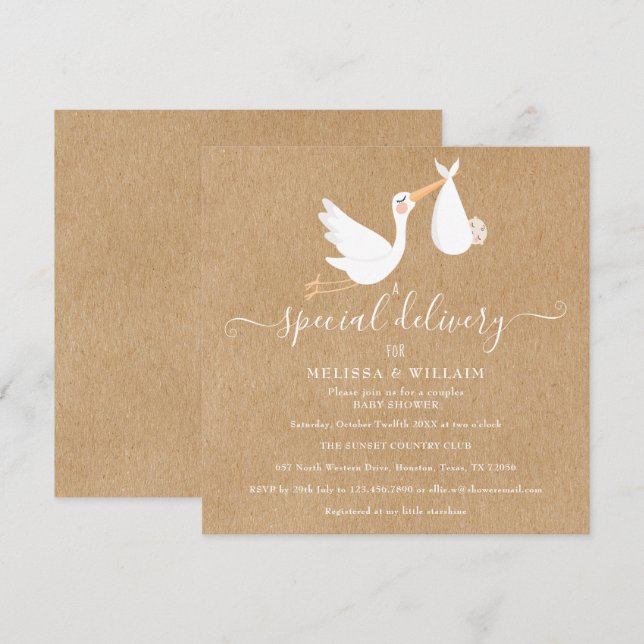 A Special Delivery Couples Baby Shower / Sprinkle Invitation (Front/Back)