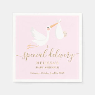 A Special Delivery Stork Baby Shower/Sprinkle Napkin