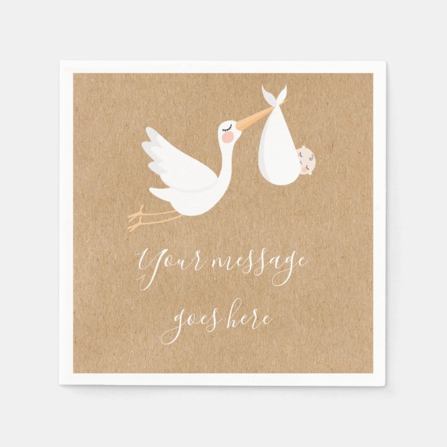 A Special Delivery Stork Baby Shower / Sprinkle Napkin (Front)