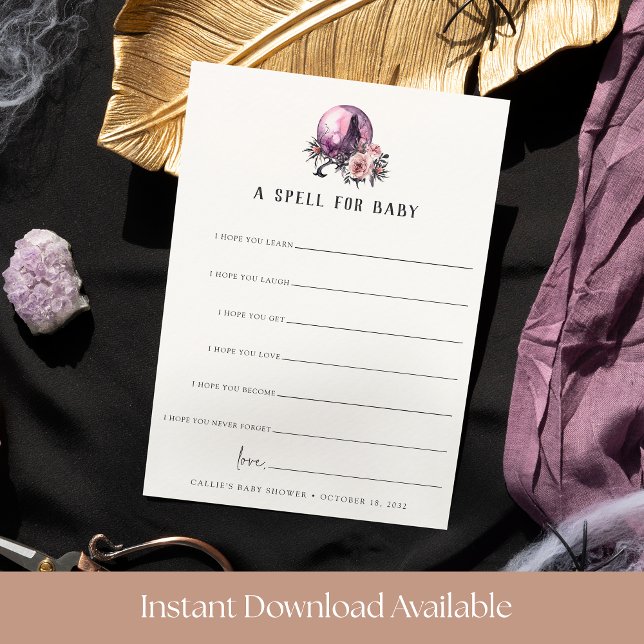 A Spell for Baby Halloween Baby Shower Wishes Card (Creator Uploaded)