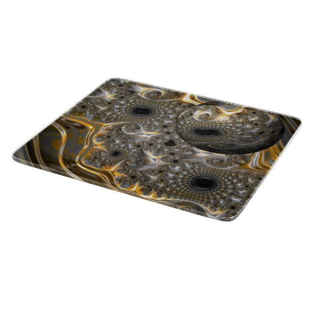 A Spherical Ballet in Silver and Gold Cutting Board (Corner)