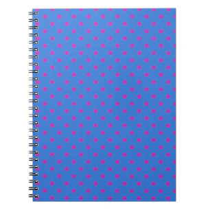 A Spiral Notebook: Bright Blue, Magenta Polka Dots Notebook