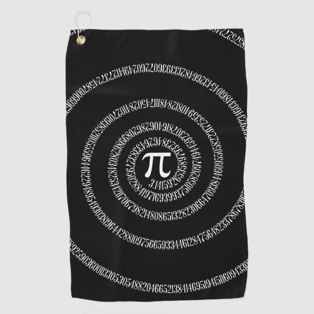 A Spiral of Pi Graphic on a Golf Towel (Front)