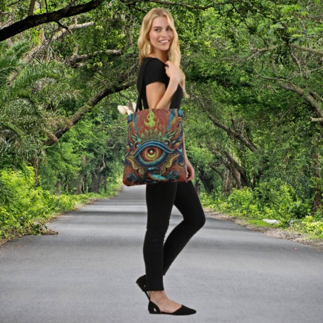 A Spiritual Journey in Pastels: Flaming Eye Tote Bag (Creator Uploaded)