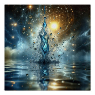 A Splash Of Pure Clean Water On A Blue Lake Poster