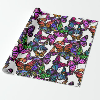 A Splash of Rainbow Butterflies Wrapping Paper