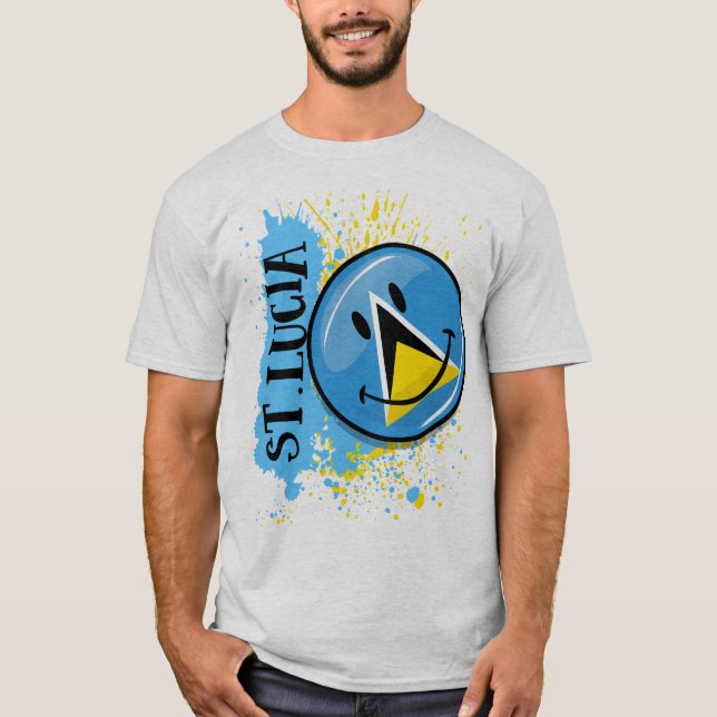 A Splash of St. Lucia Smiling Flag T-Shirt (Front)