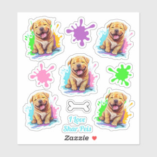 A Splatter of Shar Pei Stickers